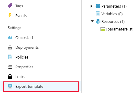 Captura de ecrã da página Exportar modelo num recurso existente no portal do Azure.