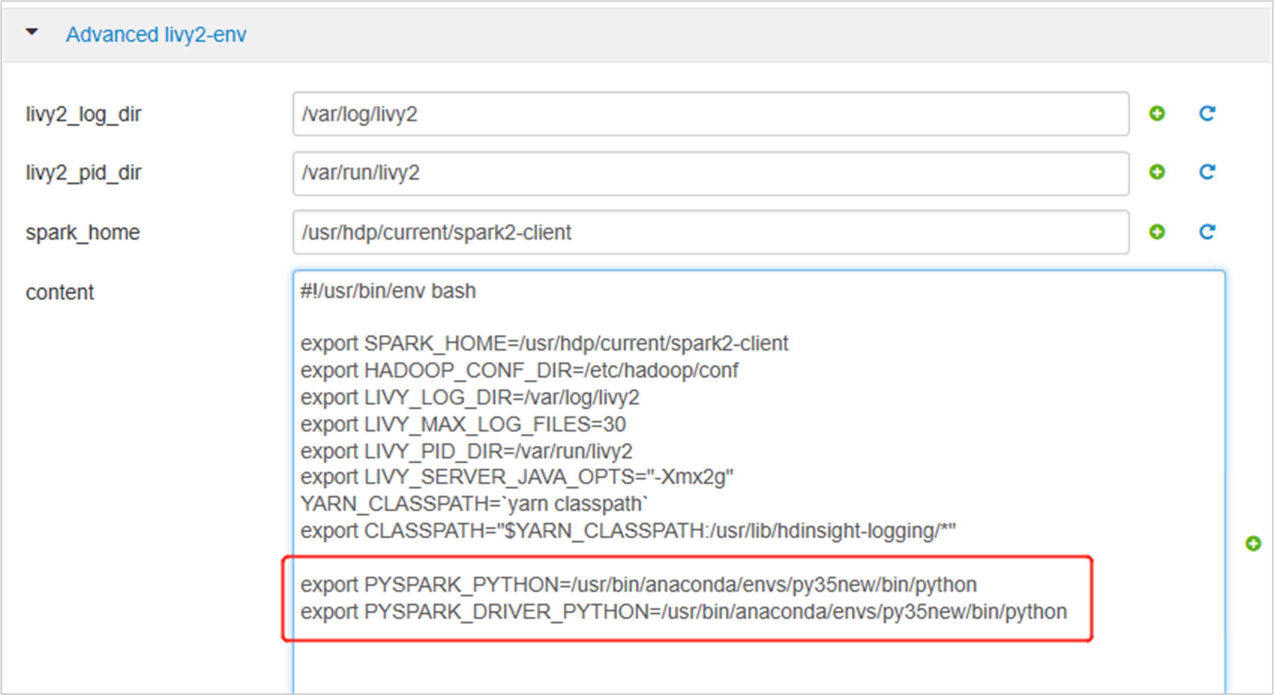Alterar a configuração do Livy através do Ambari.