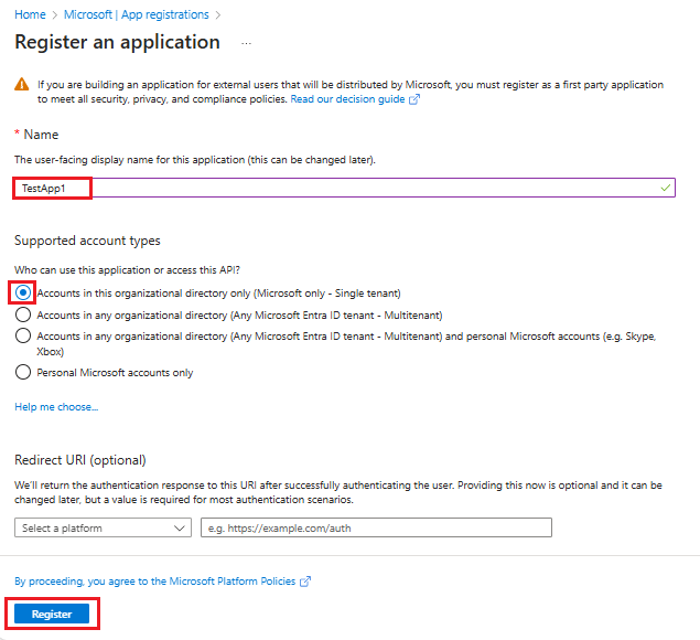 Captura de ecrã que mostra o formulário para introduzir um nome para o registo da nova aplicação.