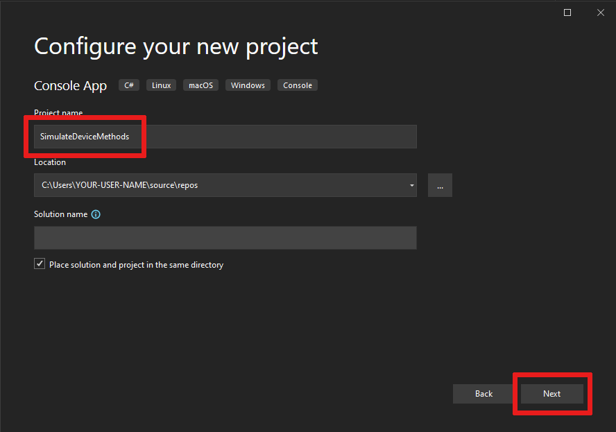 Captura de tela do pop-up 'Configurar seu novo projeto' no Visual Studio.