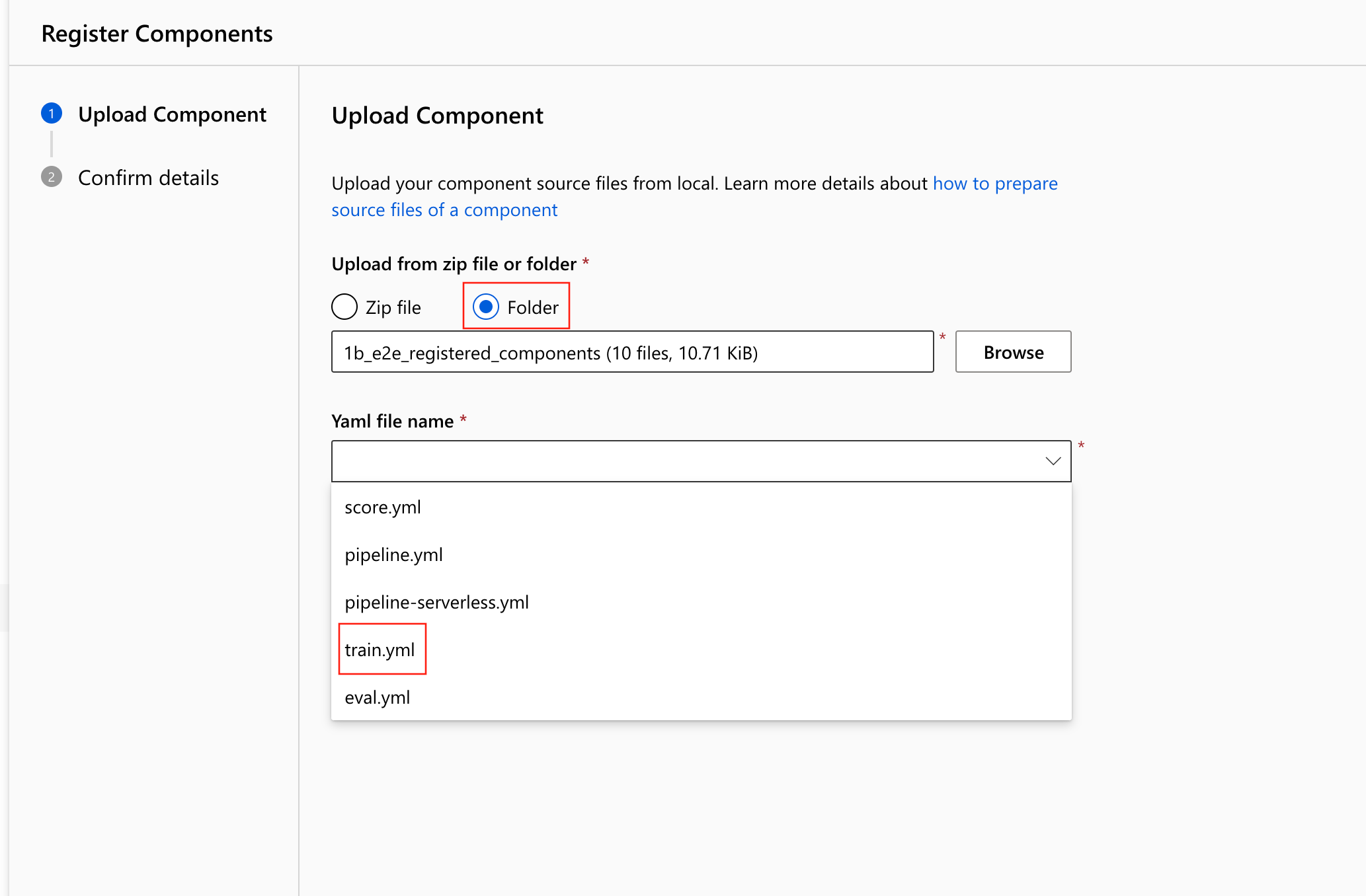 Captura de ecrã a mostrar o carregamento a partir da pasta local.