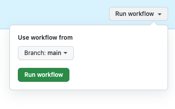Captura de tela do fluxo de trabalho executar Ações do GitHub.