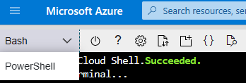 Captura de tela do menu suspenso do ambiente de shell de nuvem.