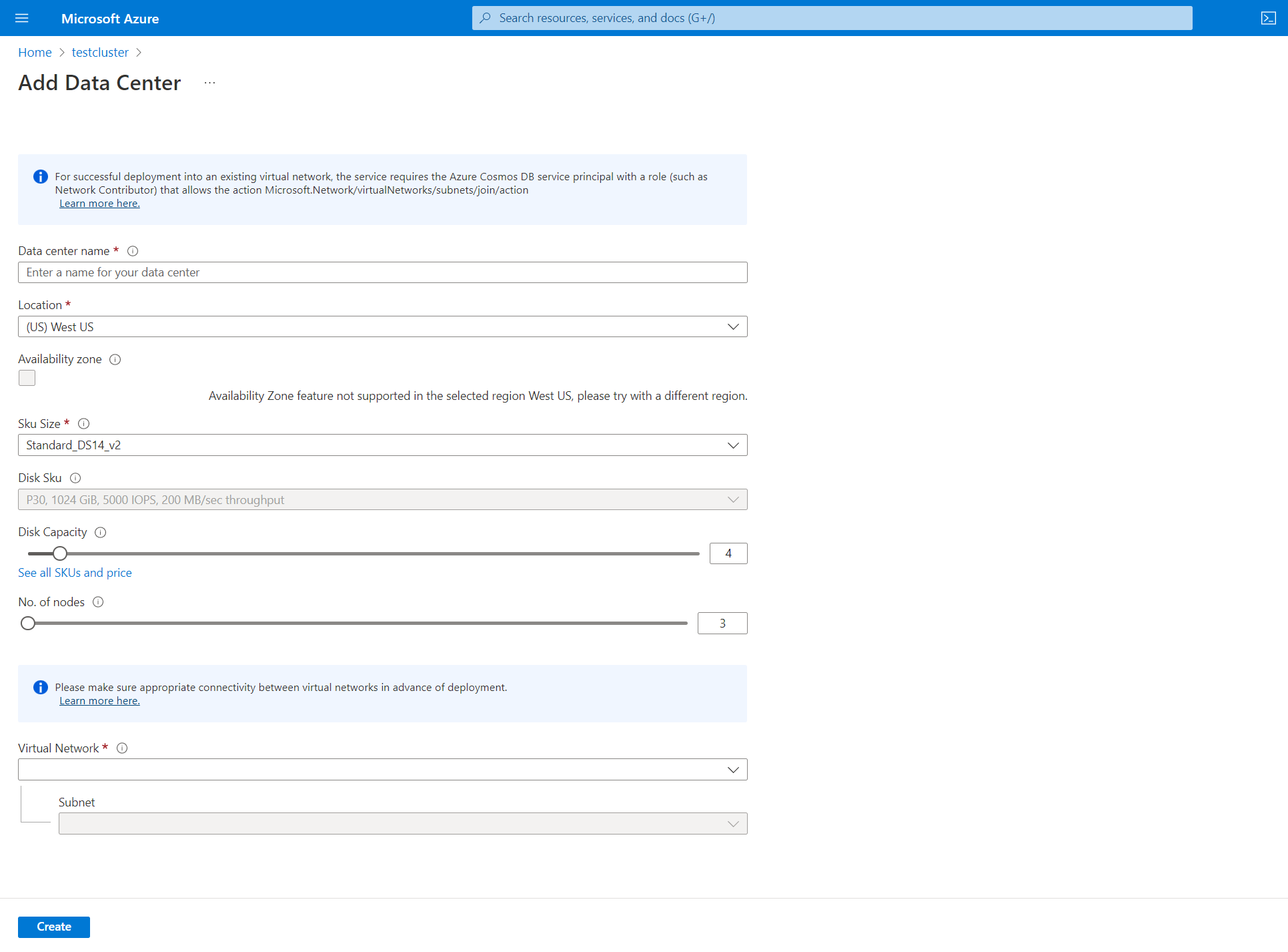 Adicionar Datacenter.
