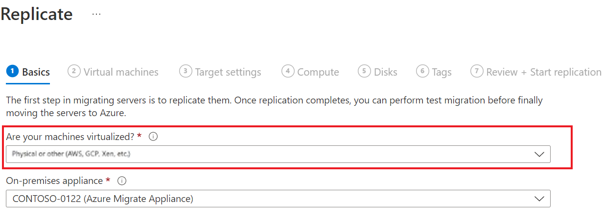 Captura de tela que mostra as configurações de Replicar.