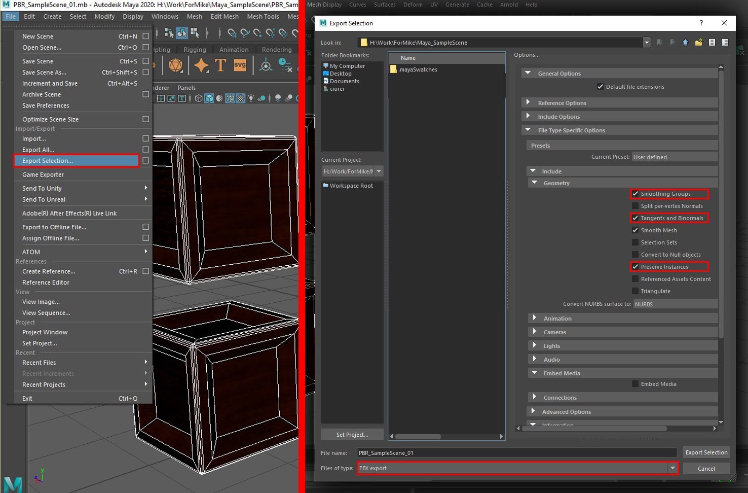 FBX exportando