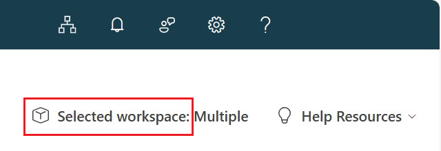 Captura de ecrã da barra de informações das consultas KQL a mostrar um botão para selecionar a área de trabalho.