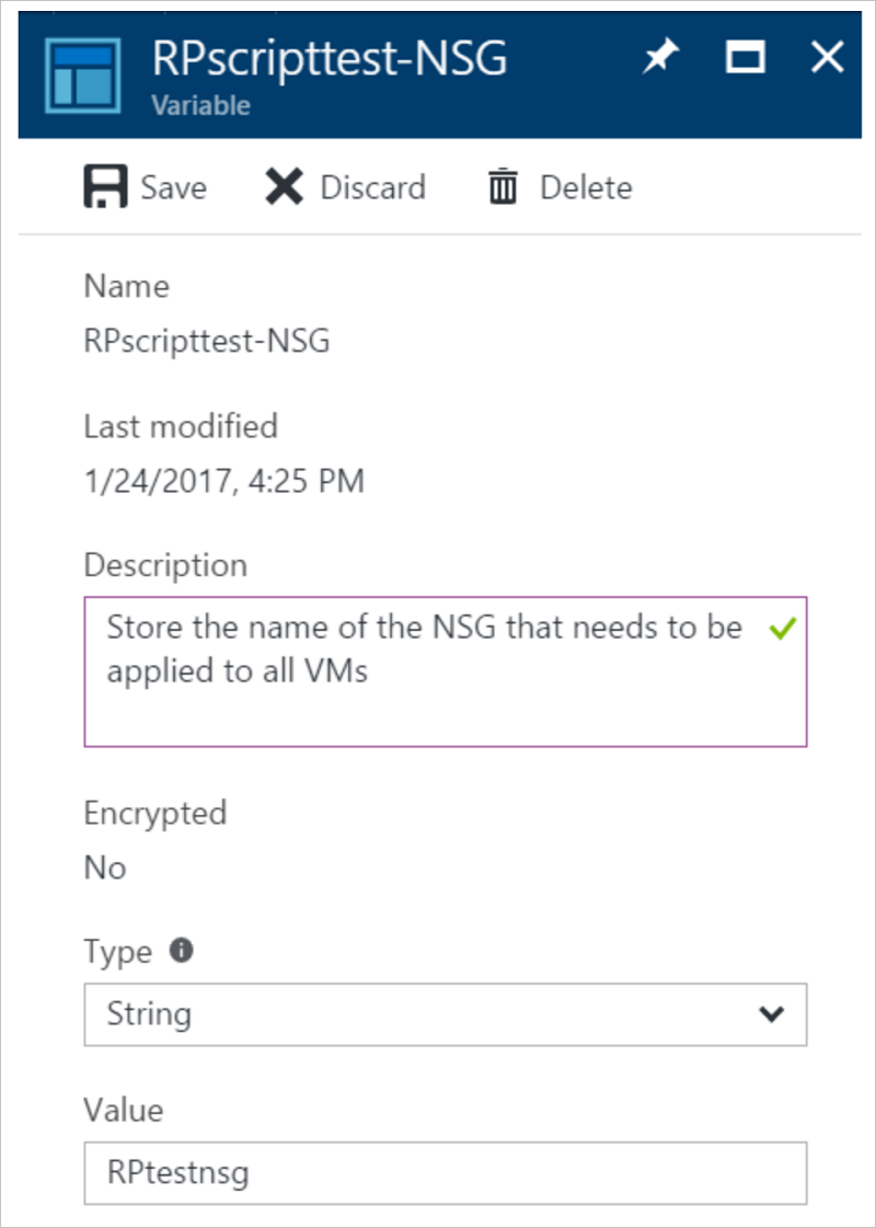 Criar uma variável de nome NSG