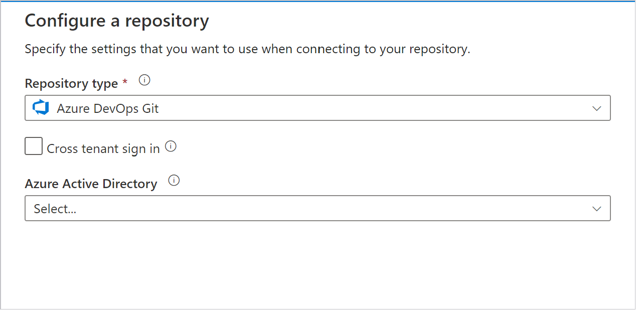 Configure the code repository settings
