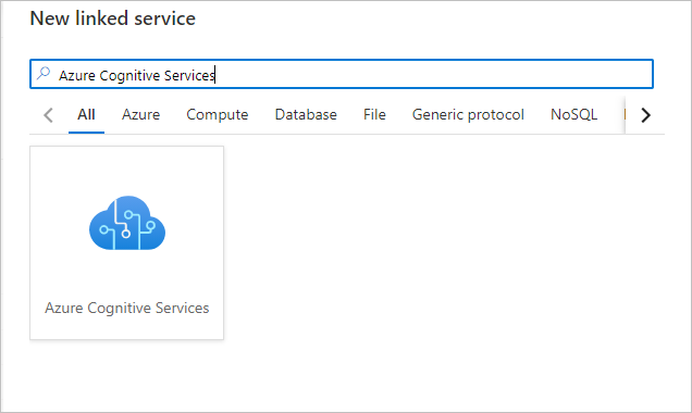 Captura de ecrã a mostrar os serviços de IA do Azure como um novo serviço ligado.