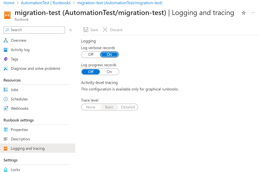 Captura de tela que mostra como definir registros de log detalhados.