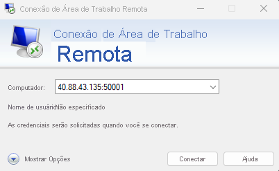 Screenshot of remote desktop application from Windows machine.