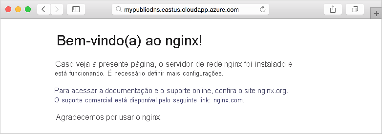 Site NGINX predefinido na VM