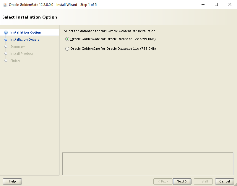 Screenshot of the installer Select Installation page