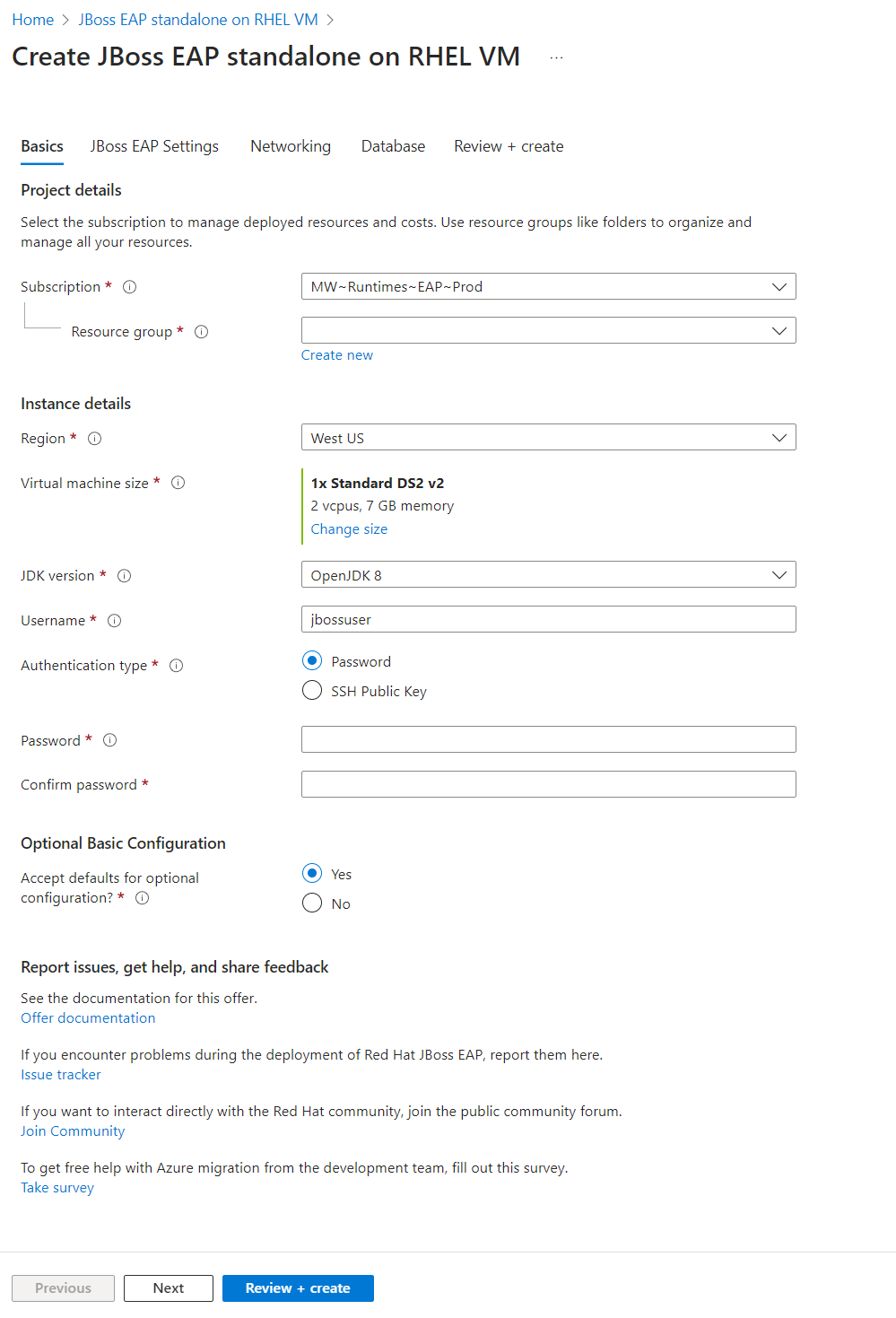 Captura de ecrã do portal do Azure a mostrar o JBoss EAP Server na VM do Azure.