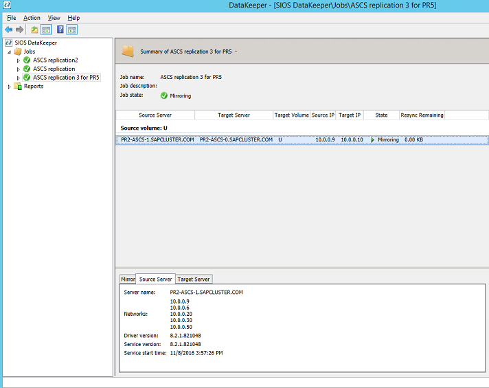 DataKeeper espelhamento sincronizado para o novo disco de partilha SAP ASCS/SCS