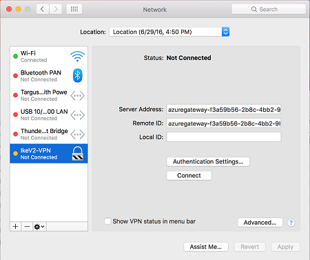 Screenshot shows connection name.