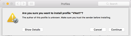 Screenshot shows continue message.