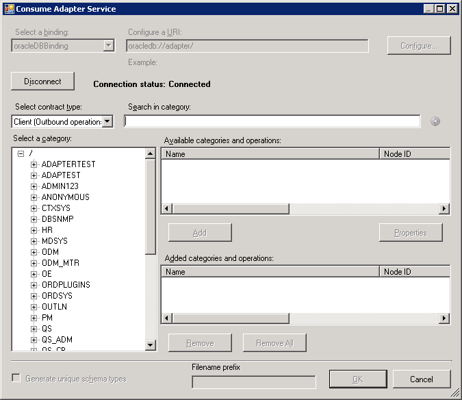 b5bdb08c-4326-408b-8c2a-aedae64925c8 Consume Adapter Service dialog box connected