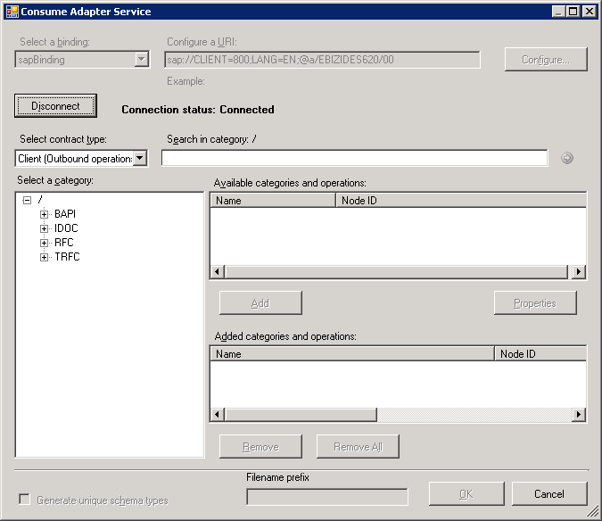 00eb7c9c-3af3-4dad-8c97-2e6ae211b8f0 Consume Adapter Service dialog box connected