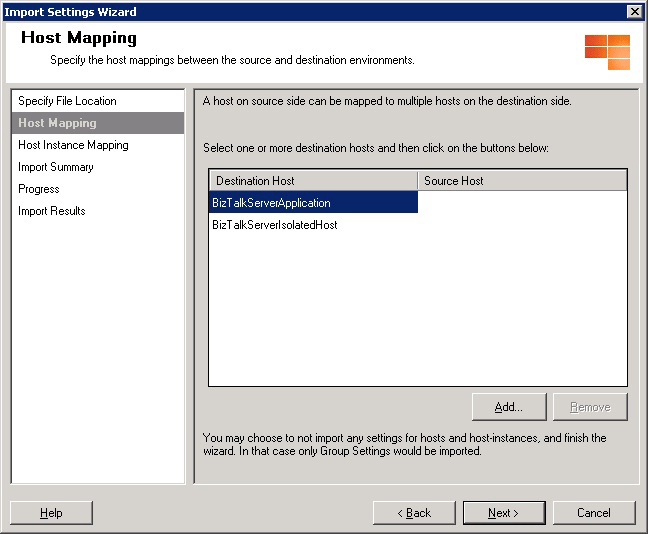 ImportSettings_HostMapping Host Mapping