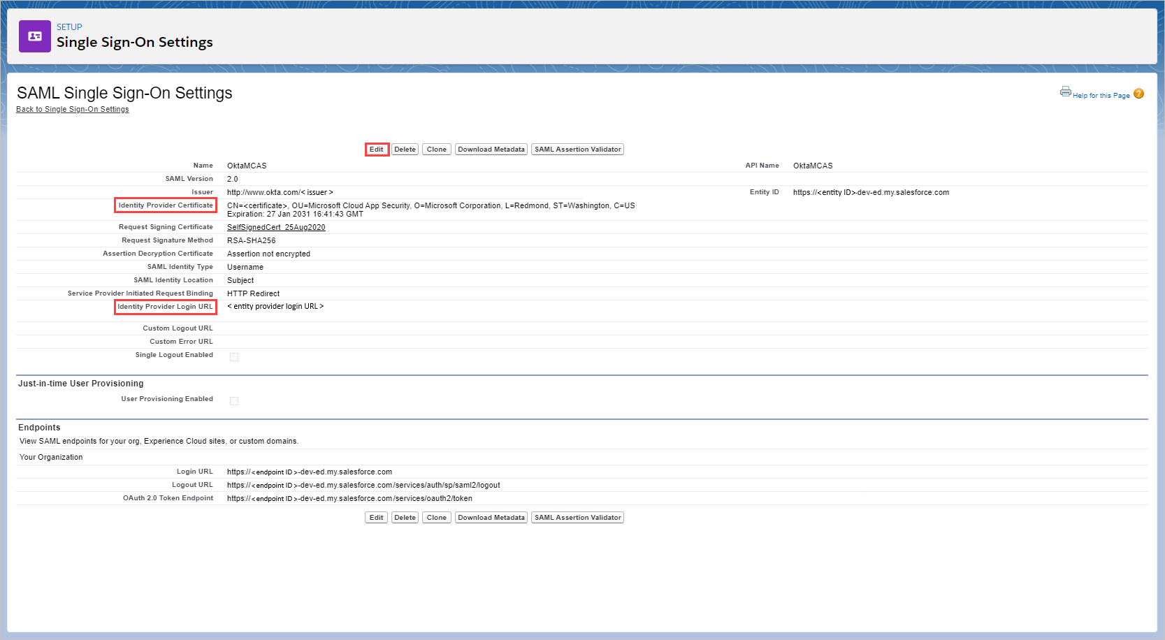 Update SSO settings.