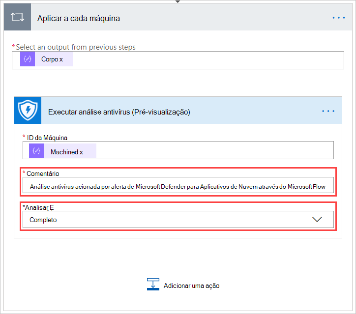 Screenshot of the flow page, showing the scan setting section.
