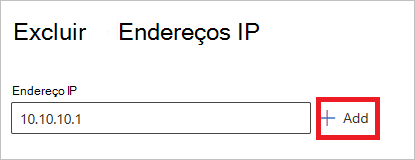 Captura de ecrã a mostrar como adicionar uma entidade a ser excluída.