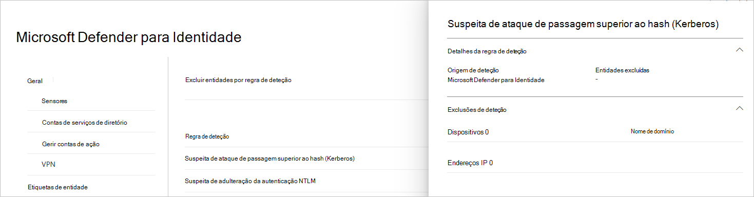 Captura de ecrã a mostrar os detalhes da regra de deteção.