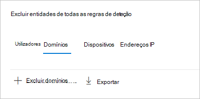 Captura de ecrã a mostrar a opção para excluir domínios.