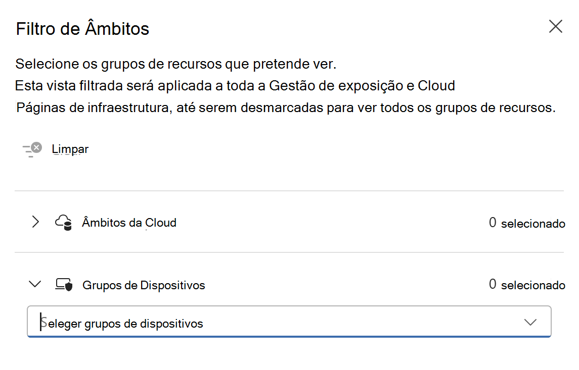 Captura de ecrã a realçar a opção de filtro na nova página Recomendações.