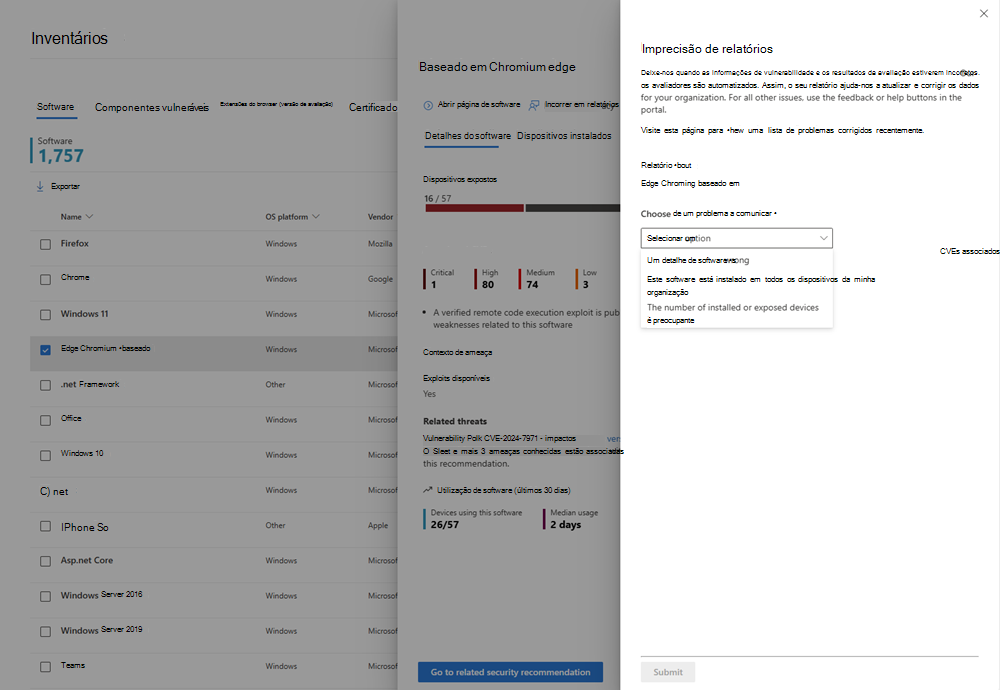 Imprecisão de relatórios