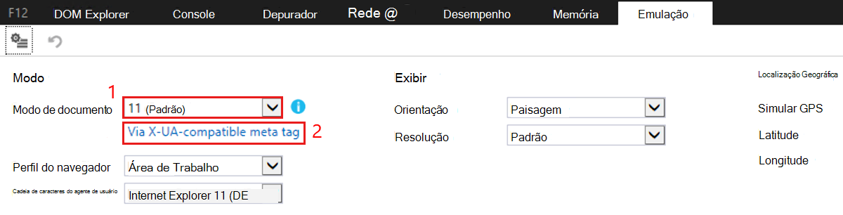 Guia Emulação na exibição DevTools