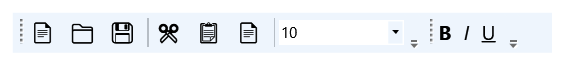 Uma captura de ecrã de uma barra de ferramentas horizontal no WPF.