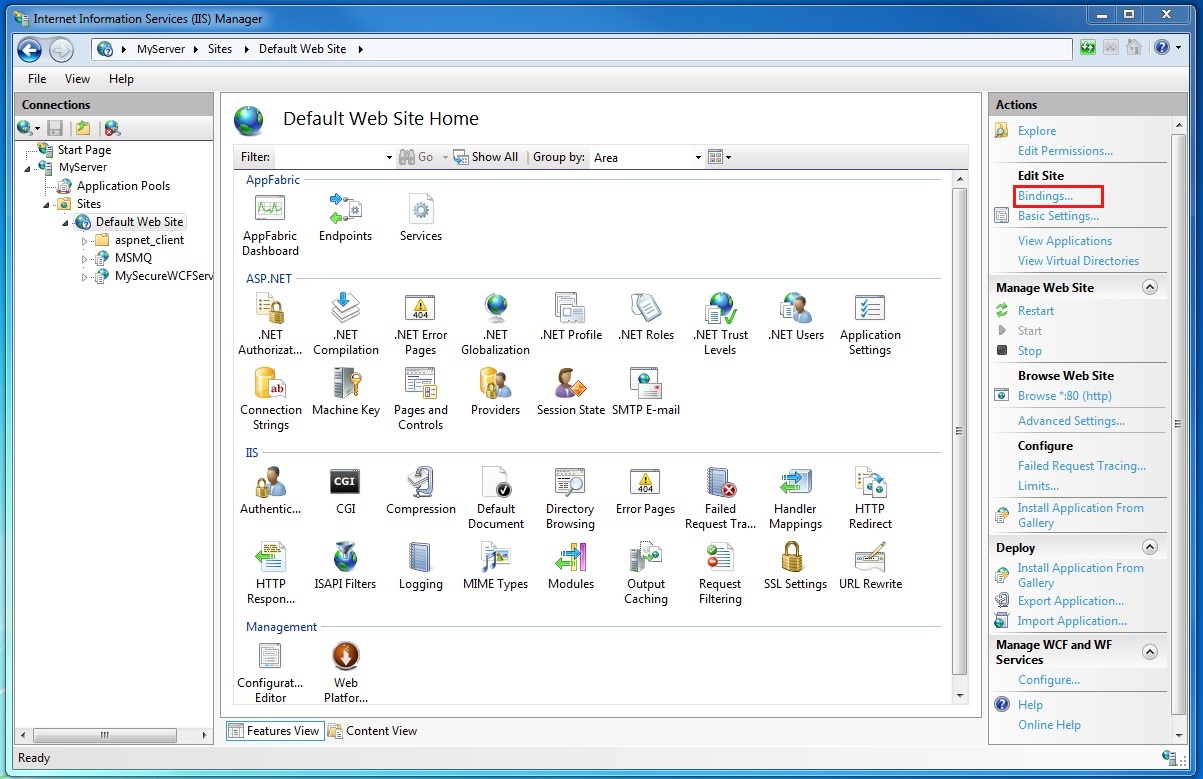 Adding an SSL binding