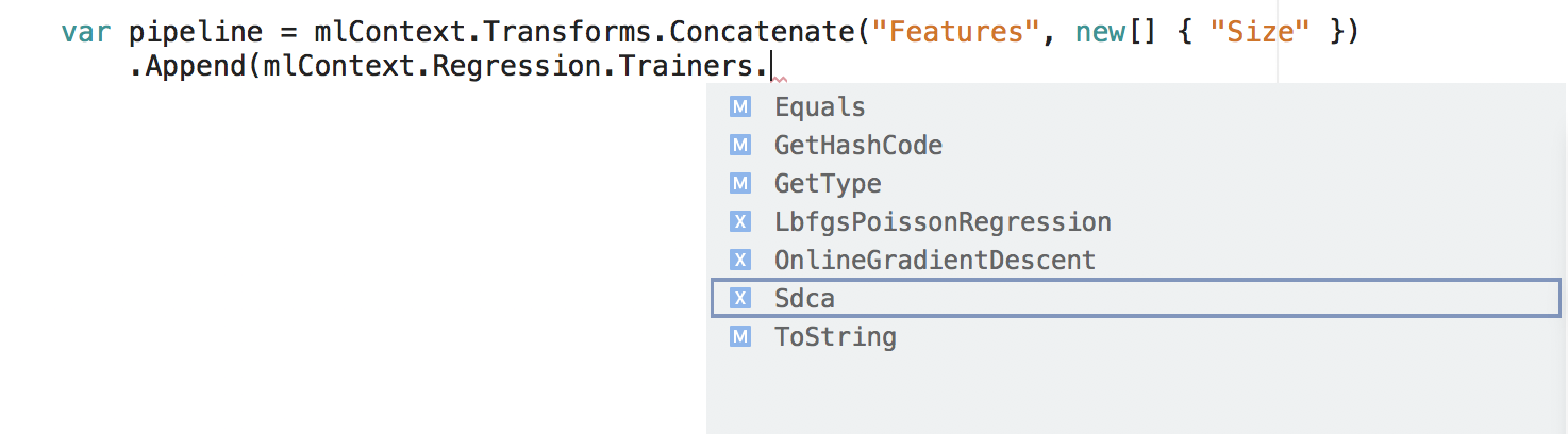 Intellisense para Formadores de Regressão