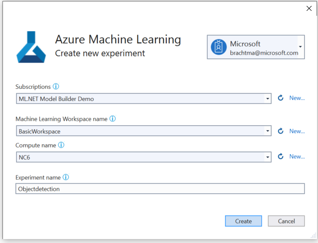 Caixa de Diálogo de Configuração da Área de Trabalho do Azure