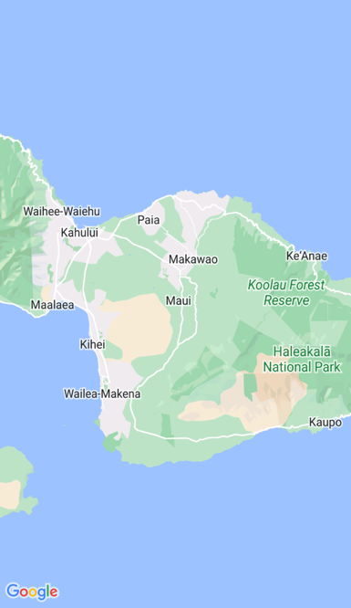Captura de ecrã do controlo do mapa com localização predefinida.