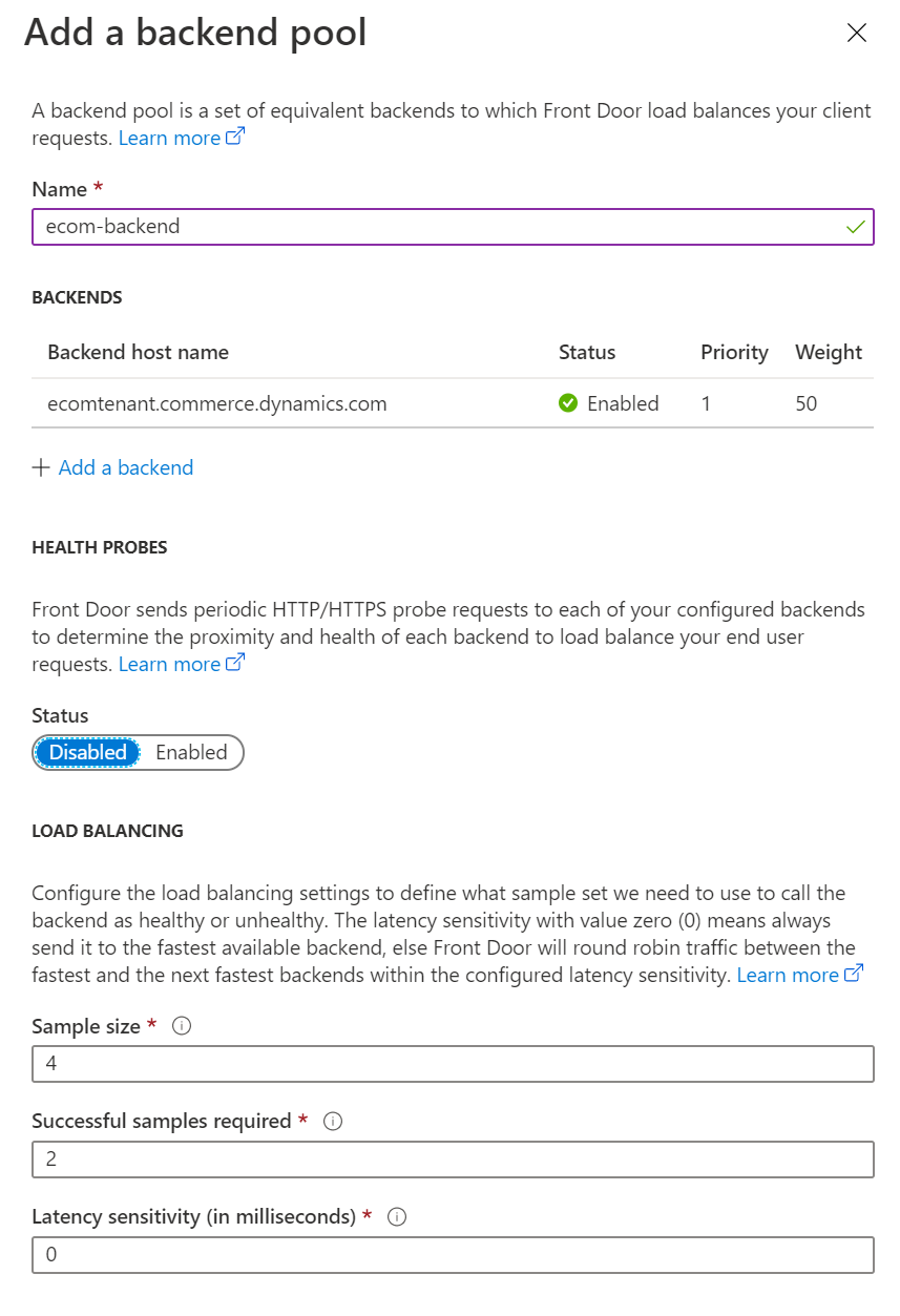 A caixa de diálogo Adicionar um pool de backend continua.