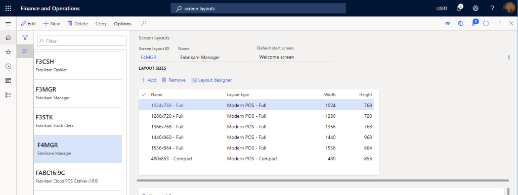 Captura de ecrã da página de esquemas de ecrã.