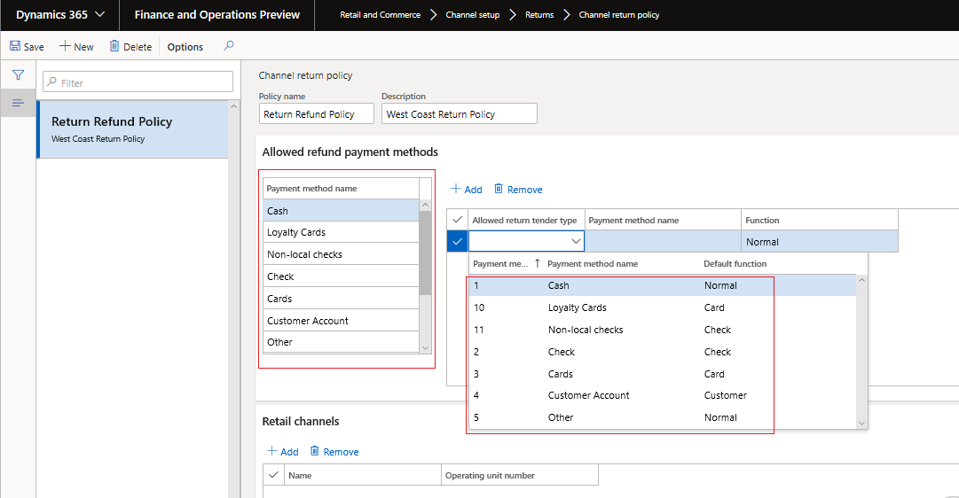 Criar E Atualizar Uma Política De Devoluções E Reembolsos Para Um Canal Commerce Dynamics 3523