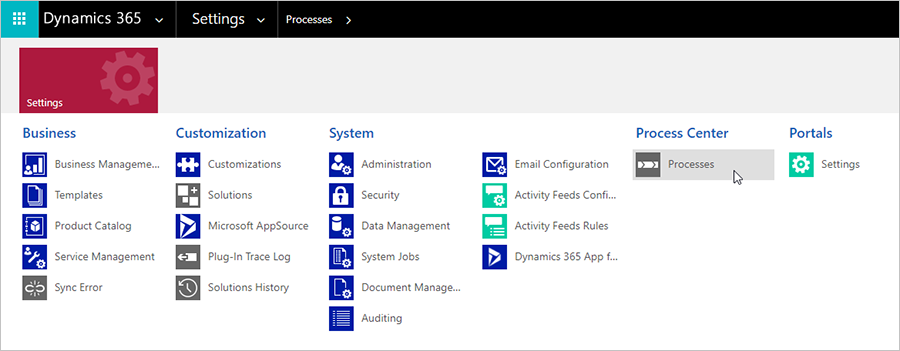 Aceda a Centro de processos Aceder ao Centro de processos.