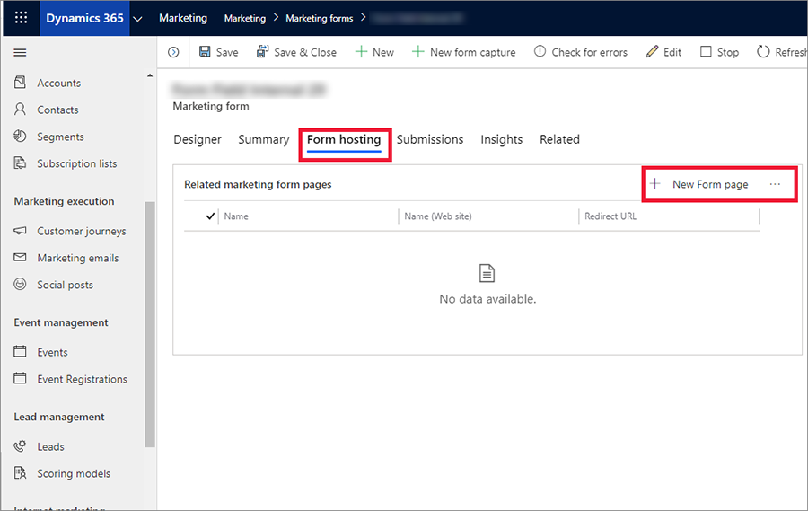 Related Customer Insights - Journeys form pages Related Customer Insights - Journeys form pages.