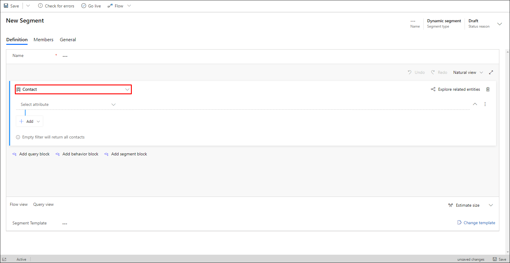 A lista pendente de entidades A lista pendente de entidades.