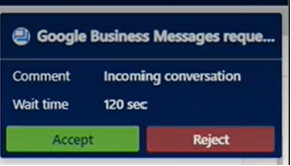 Notificação do agente de chat do Google Business Messages.