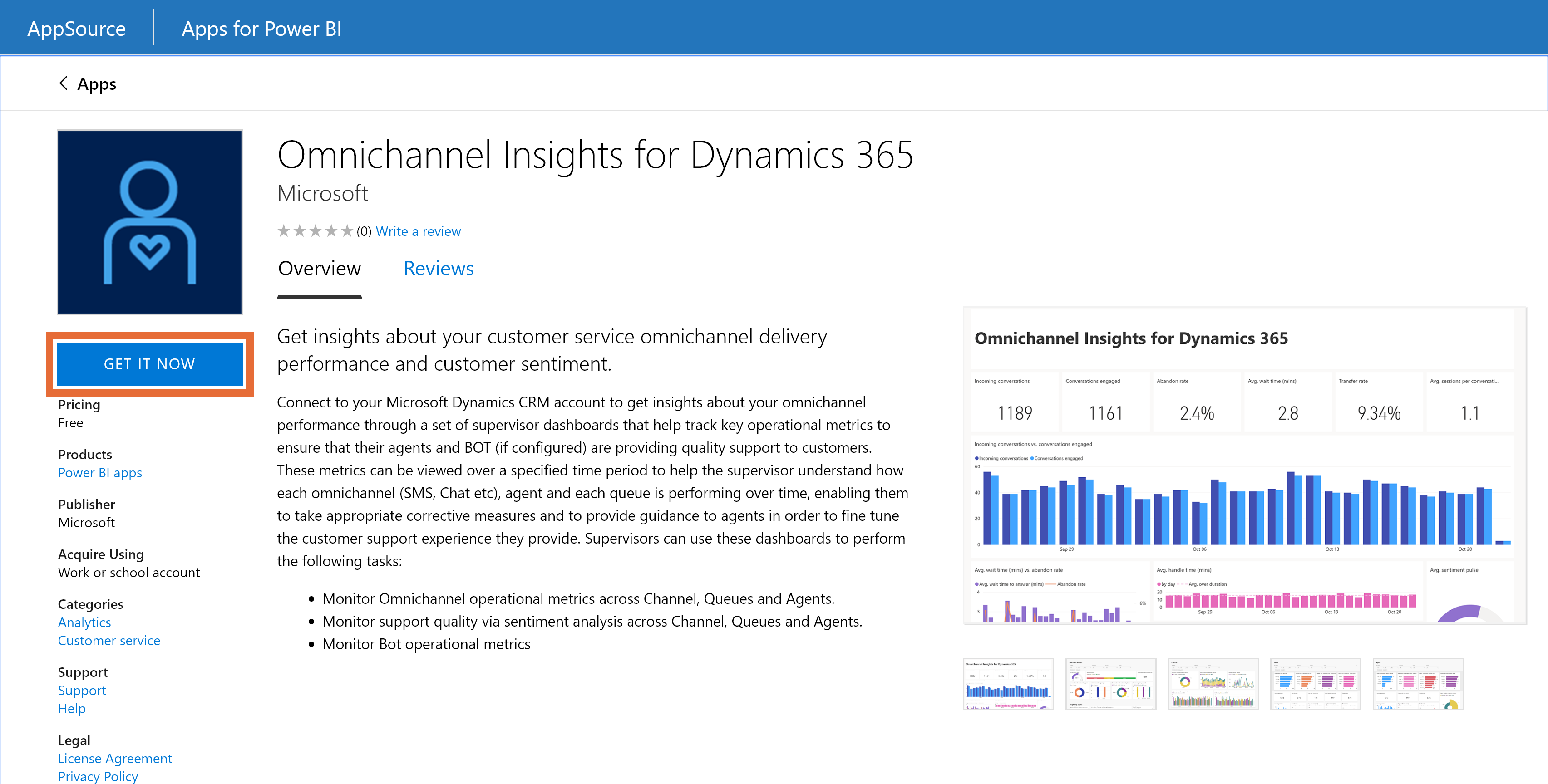 Instalação da aplicação Insights for Dynamics 365 de Omnicanal Instalação da aplicação Insights for Dynamics 365 de Omnicanal.