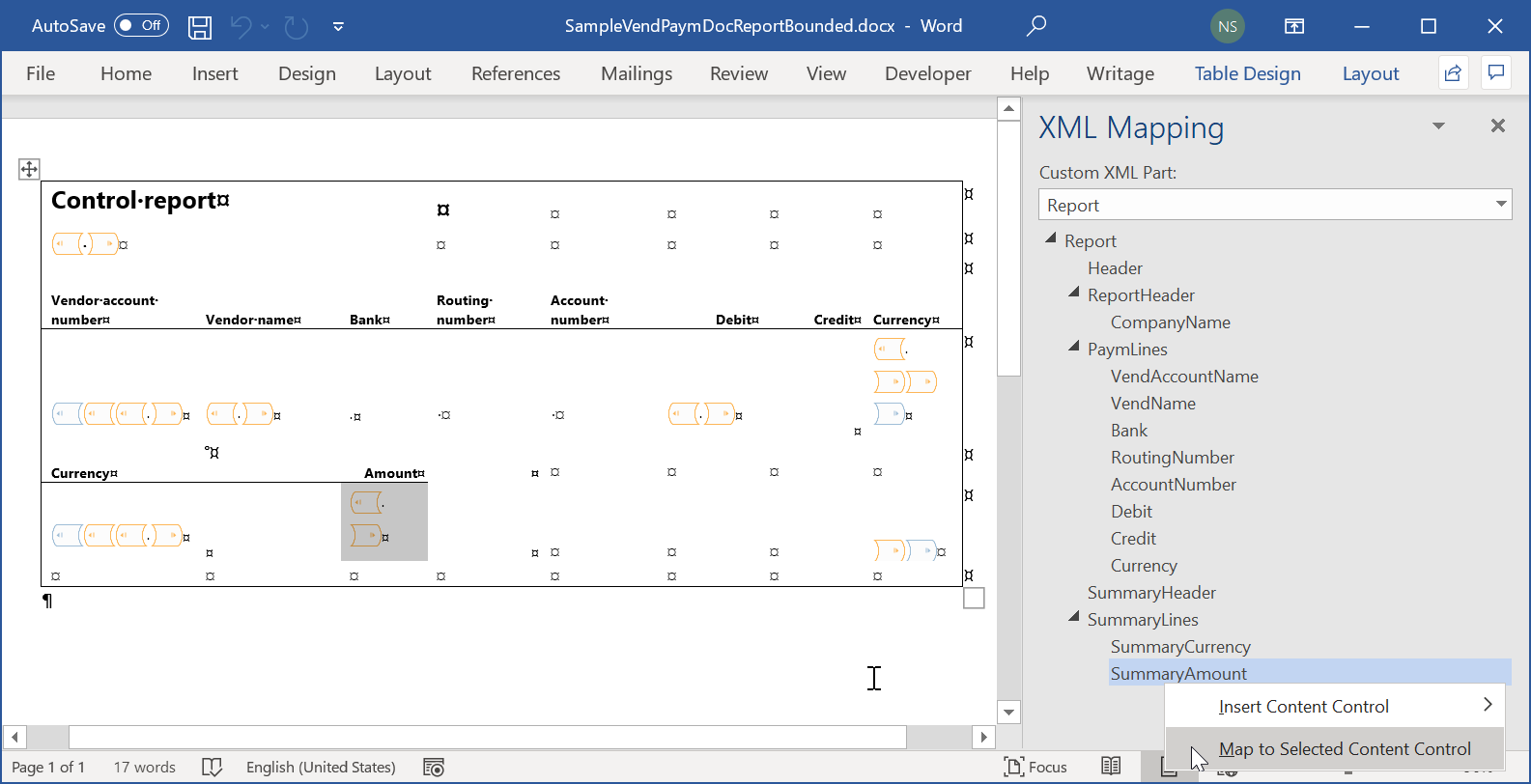 Pré-visualização do modelo do Word na aplicação de ambiente de trabalho.