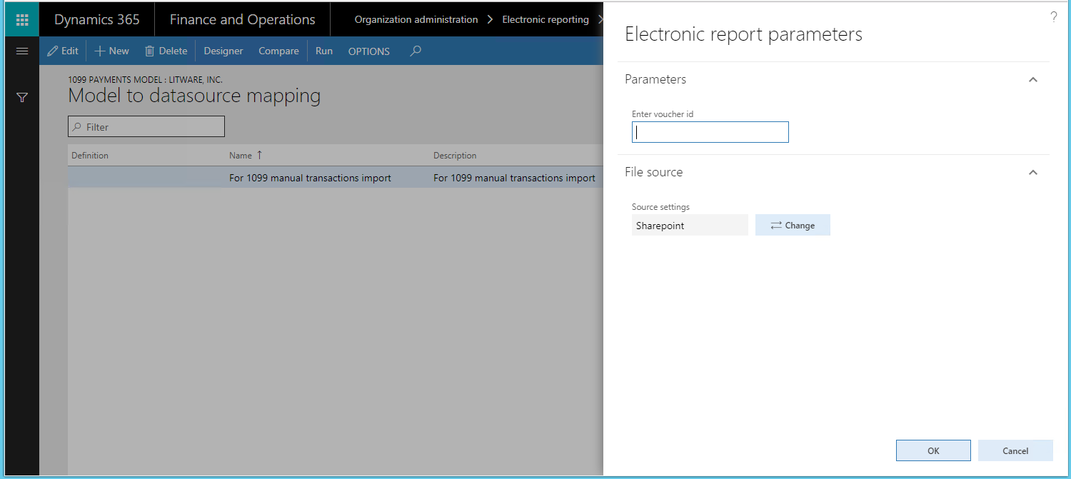 Importar de SharePoint e executar mapeamento de modelo ER.