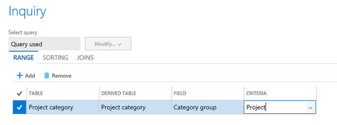 Filtering by project.