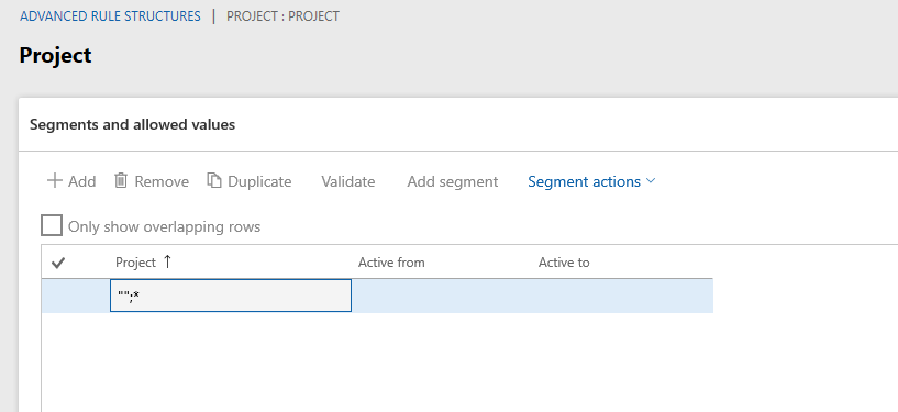 Rule structure for Project.